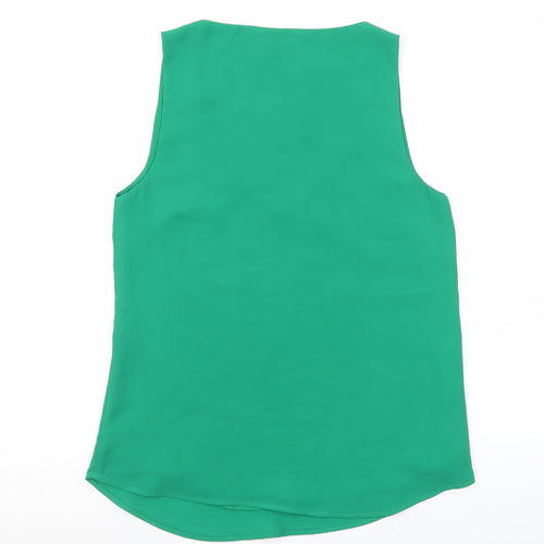 Oasis Women's Green V-Neck Sleeveless Chiffon Tank Top Size 8
