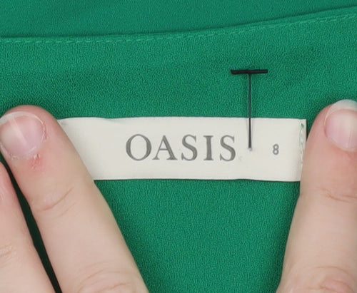 Oasis Women's Green V-Neck Sleeveless Chiffon Tank Top Size 8