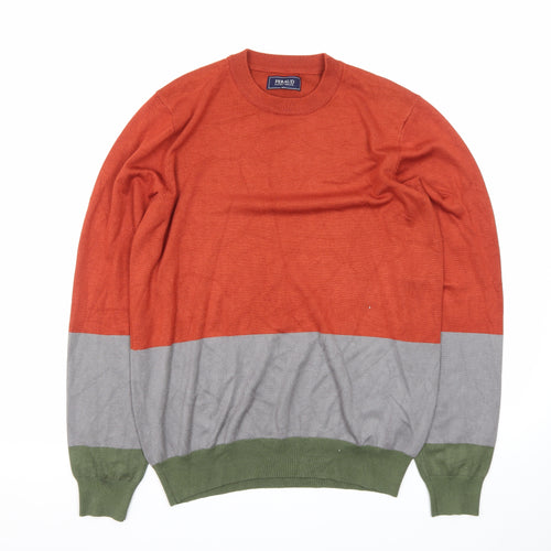 Gianni Feraud Men's Multicoloured Crew Neck Knit Jumper Medium