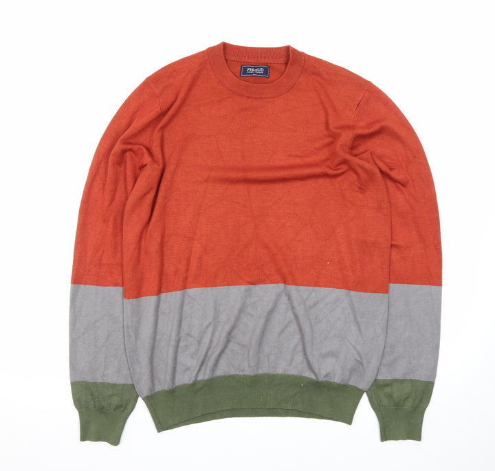 Gianni Feraud Men's Multicoloured Crew Neck Knit Jumper Medium