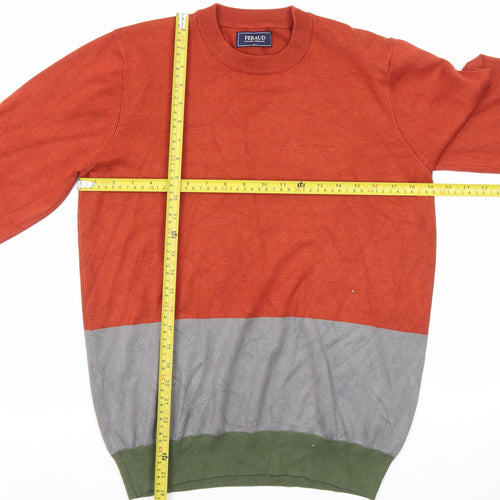 Gianni Feraud Men's Multicoloured Crew Neck Knit Jumper Medium