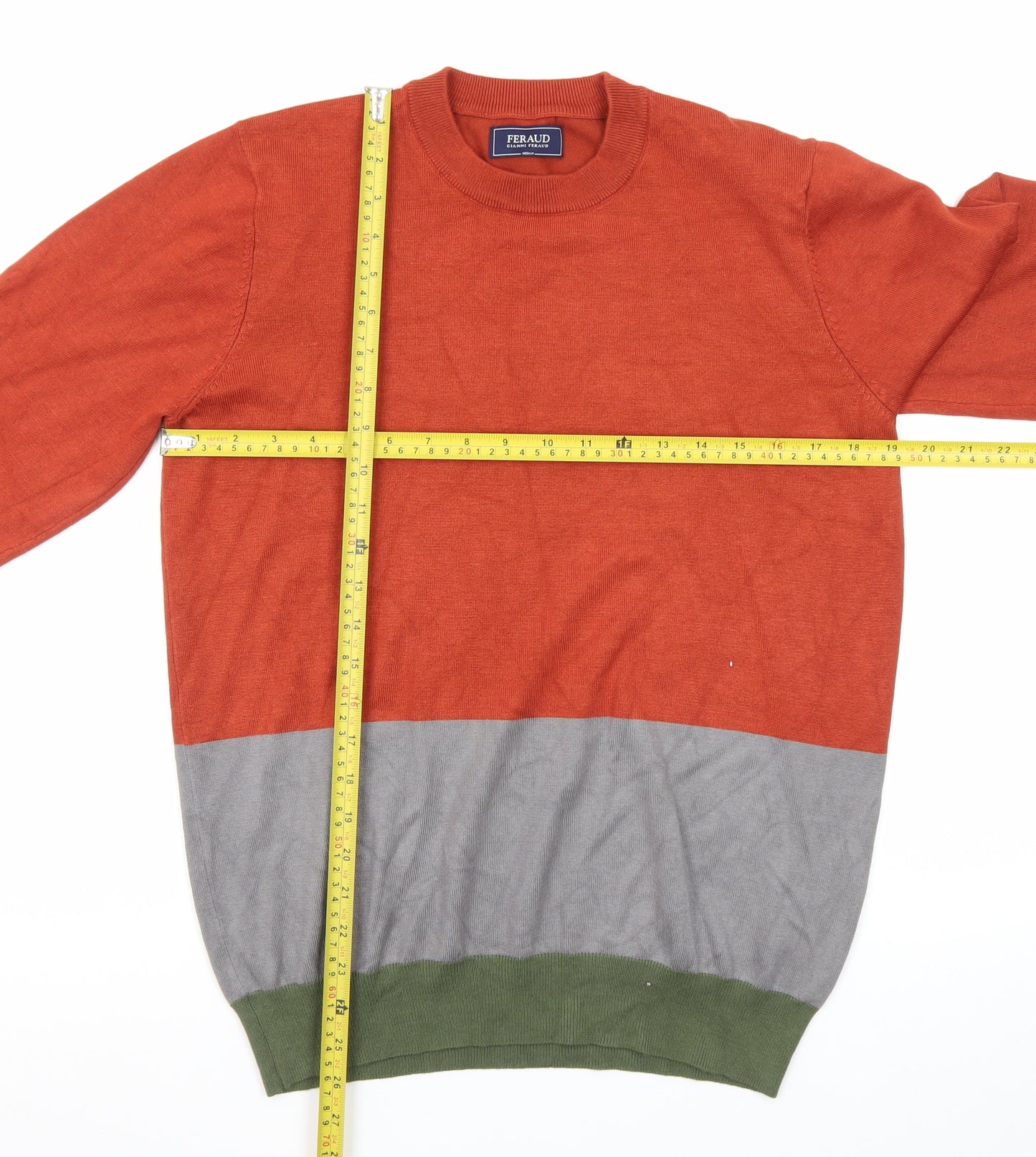 Gianni Feraud Men's Multicoloured Crew Neck Knit Jumper Medium