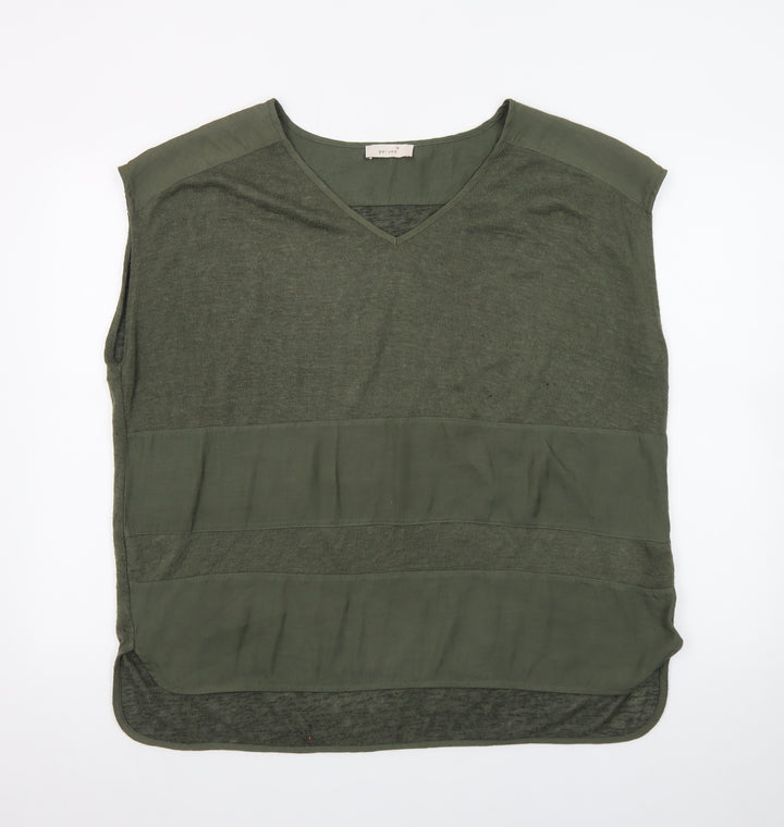 Marks and Spencer Women Green Size 18 Sleeveless V-Neck Tunic Blouse