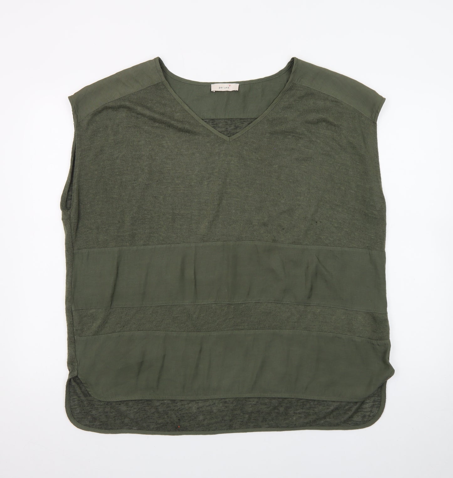 Marks and Spencer Women Green Size 18 Sleeveless V-Neck Tunic Blouse