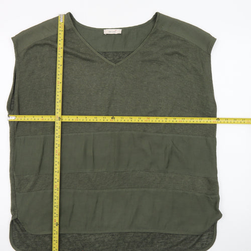 Marks and Spencer Women Green Size 18 Sleeveless V-Neck Tunic Blouse