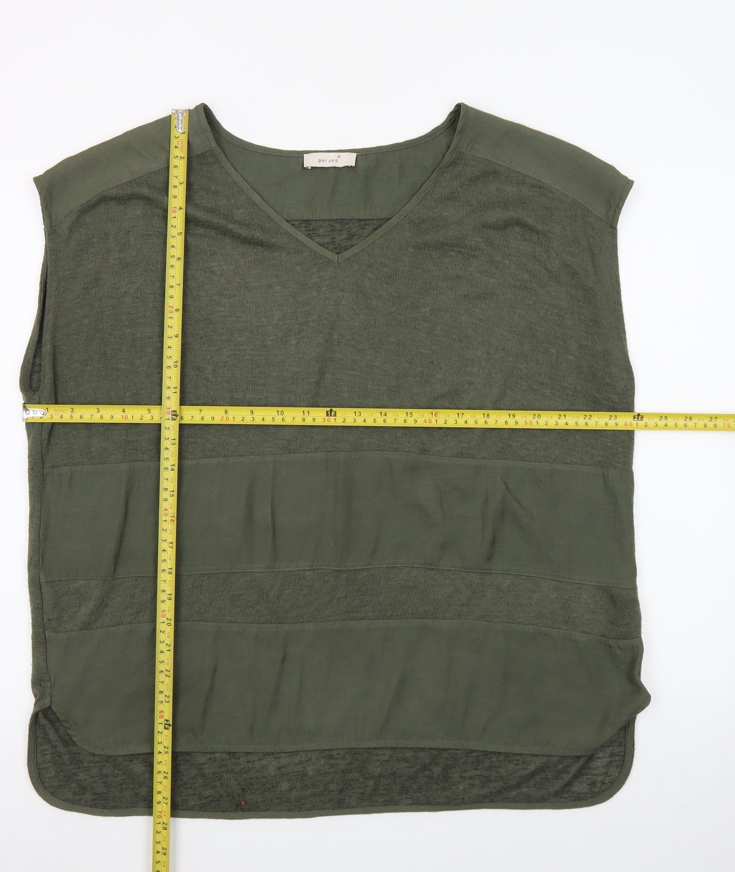 Marks and Spencer Women Green Size 18 Sleeveless V-Neck Tunic Blouse