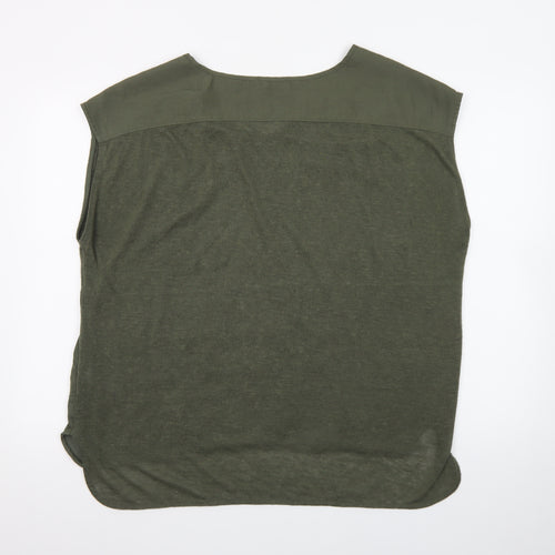 Marks and Spencer Women Green Size 18 Sleeveless V-Neck Tunic Blouse
