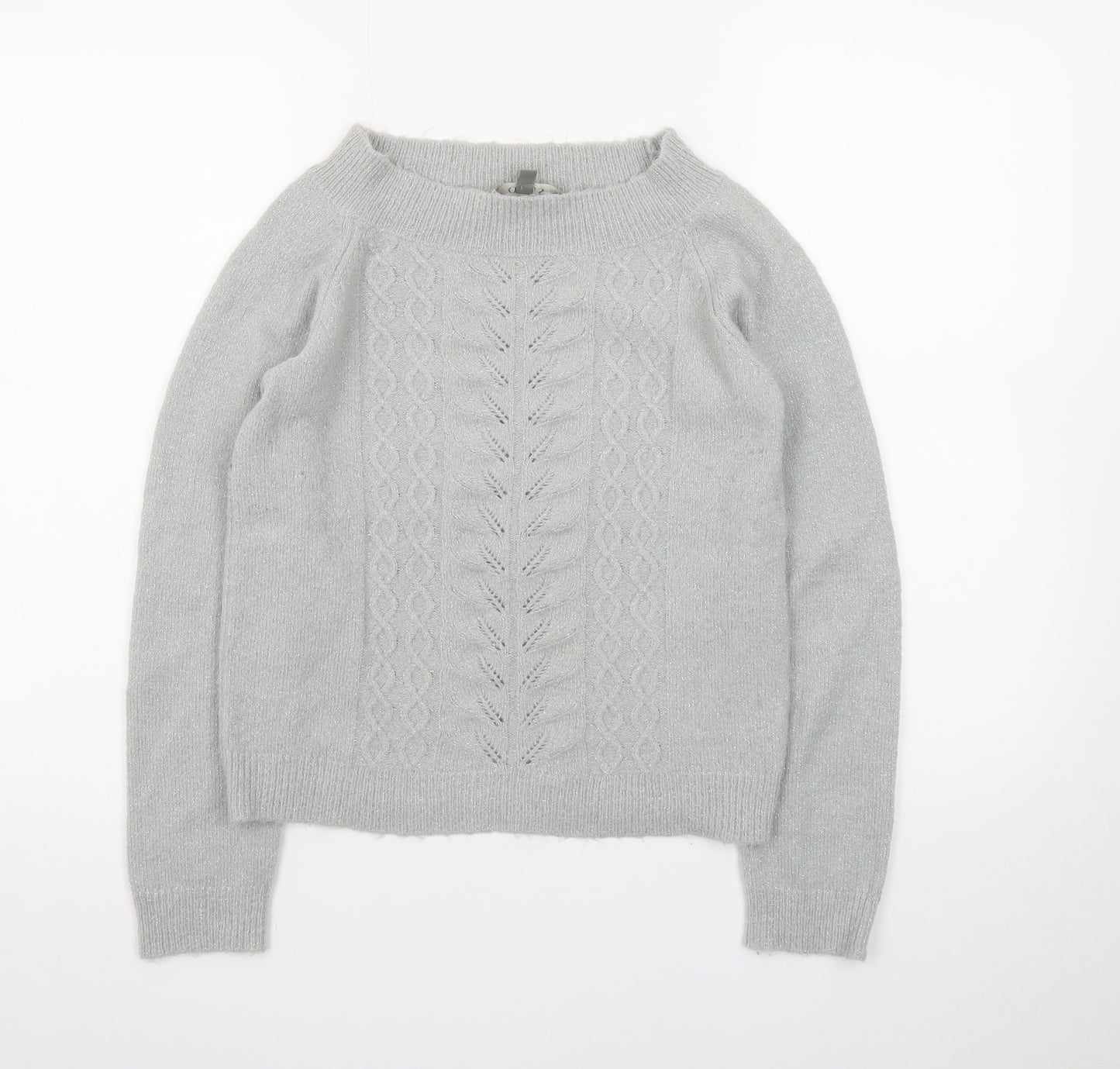 Oasis Women Grey XS Cable-Knit Wool Blend Pullover Jumper