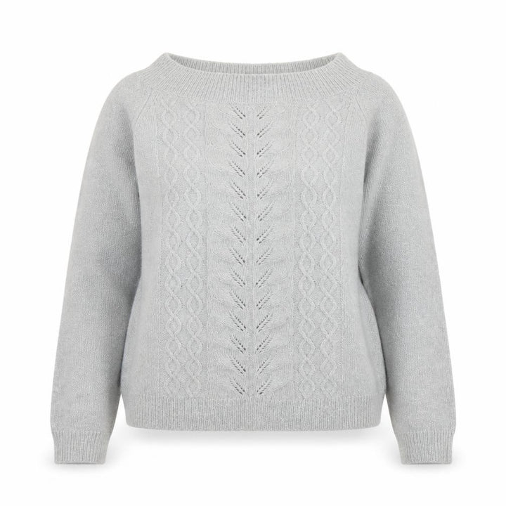 Oasis Women Grey XS Cable-Knit Wool Blend Pullover Jumper