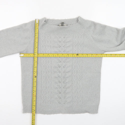 Oasis Women Grey XS Cable-Knit Wool Blend Pullover Jumper