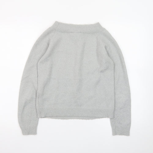 Oasis Women Grey XS Cable-Knit Wool Blend Pullover Jumper