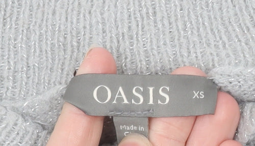 Oasis Women Grey XS Cable-Knit Wool Blend Pullover Jumper