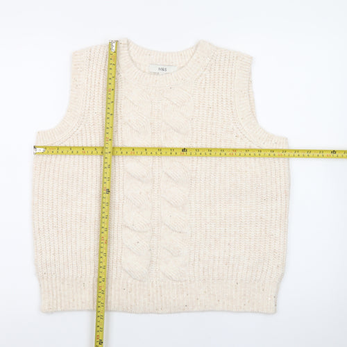 Marks and Spencer Womens Beige Cable Knit Sleeveless Vest Medium