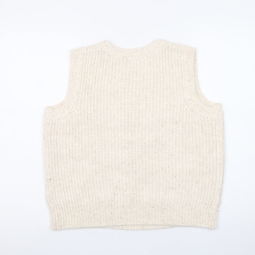 Marks and Spencer Womens Beige Cable Knit Sleeveless Vest Medium