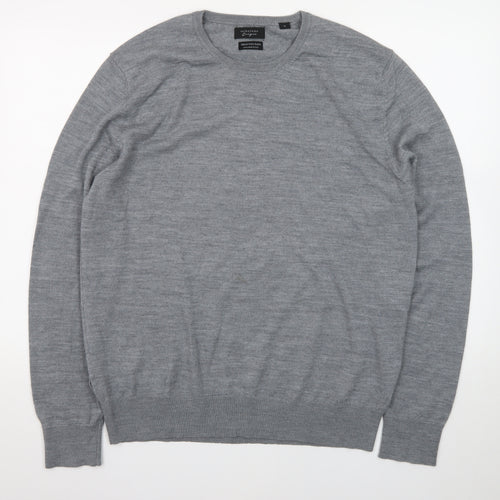 Selezione Grigio Men's Grey XL Merino Wool Crew Neck Pullover Jumper