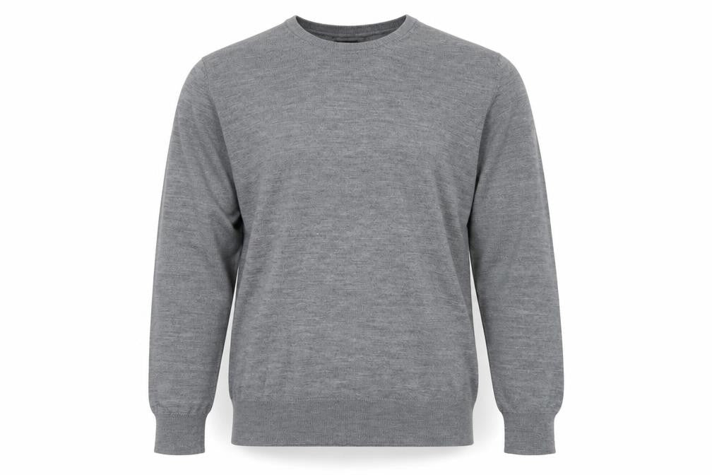 Selezione Grigio Men's Grey XL Merino Wool Crew Neck Pullover Jumper