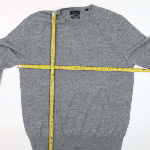 Selezione Grigio Men's Grey XL Merino Wool Crew Neck Pullover Jumper