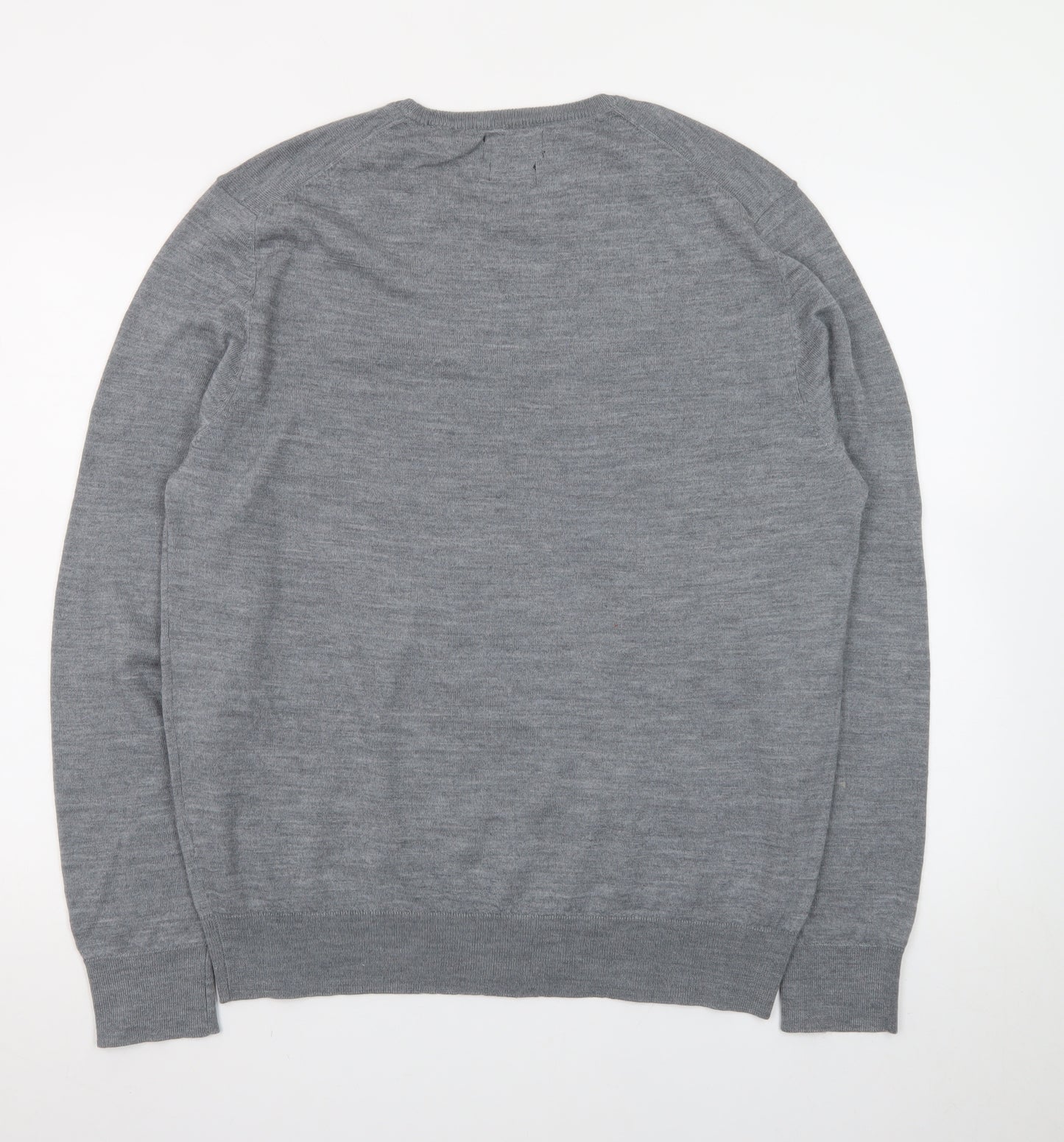 Selezione Grigio Men's Grey XL Merino Wool Crew Neck Pullover Jumper