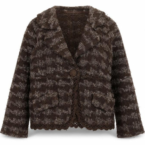 Monsoon Women's Brown Wool Blend Collared Cardigan Size 10