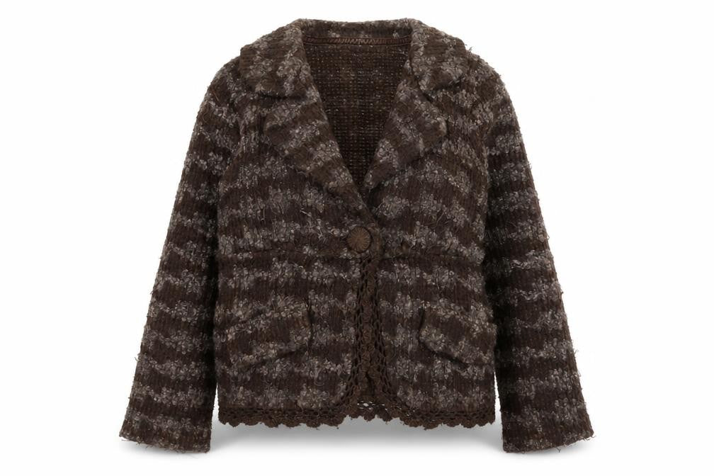Monsoon Women's Brown Wool Blend Collared Cardigan Size 10