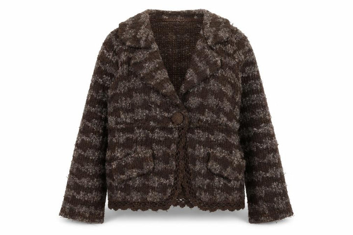Monsoon Women's Brown Wool Blend Collared Cardigan Size 10