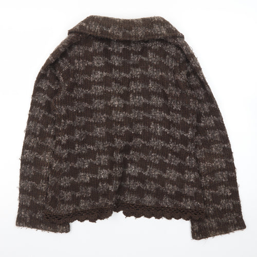 Monsoon Women's Brown Wool Blend Collared Cardigan Size 10
