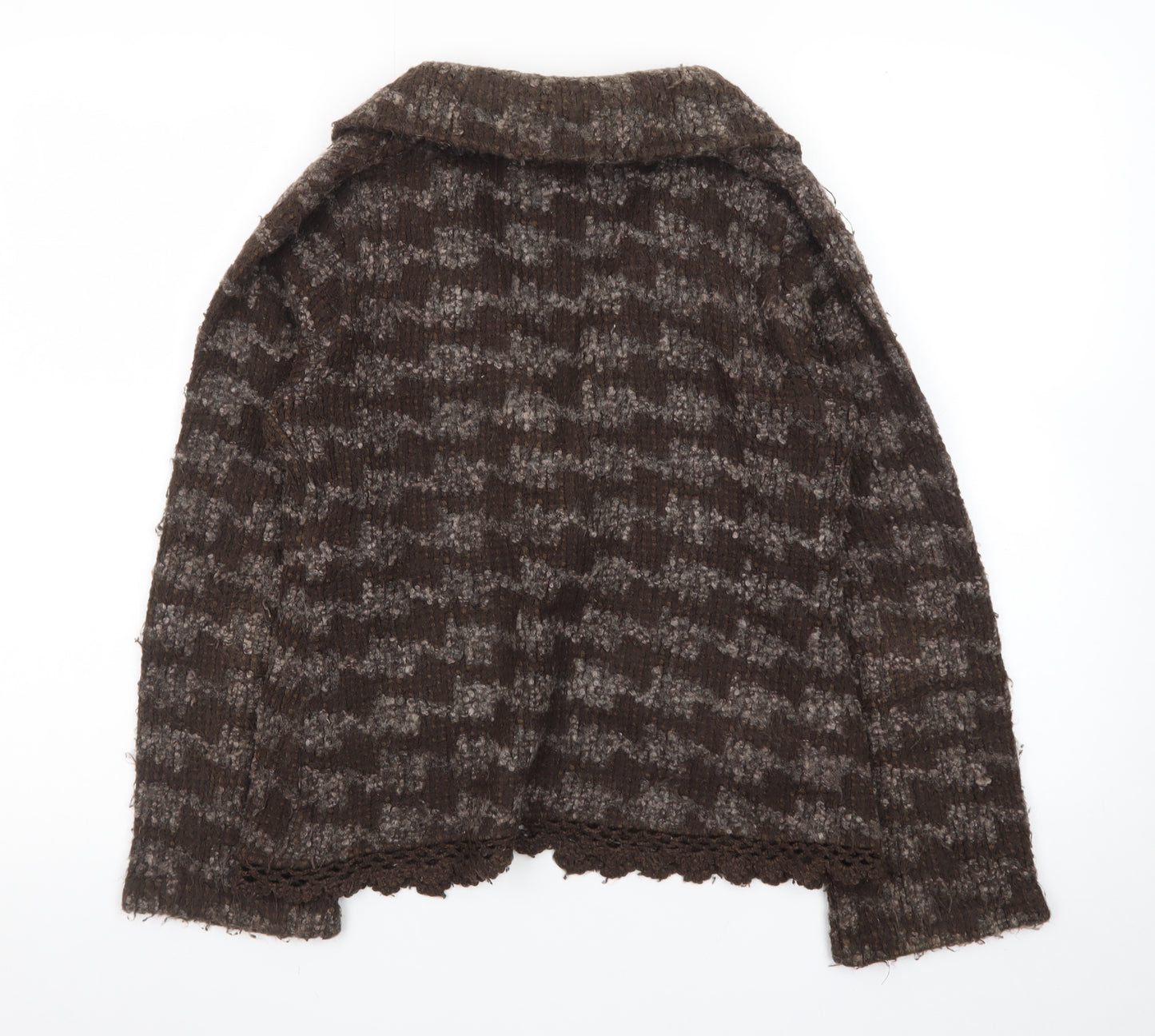 Monsoon Women's Brown Wool Blend Collared Cardigan Size 10