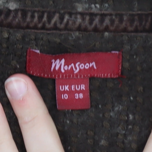 Monsoon Women's Brown Wool Blend Collared Cardigan Size 10