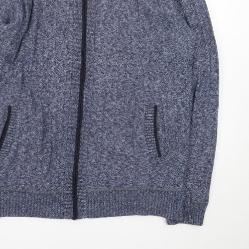 Kaidite Men's Blue 2XL Full Zip Knit Jumper High Neck