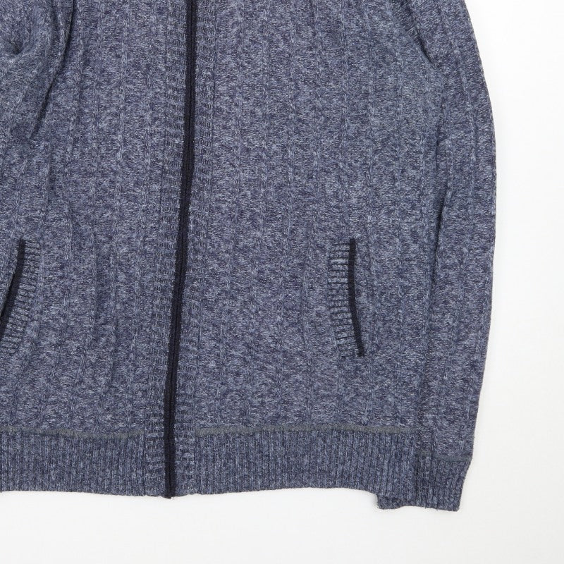Kaidite Men's Blue 2XL Full Zip Knit Jumper High Neck