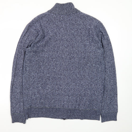 Kaidite Men's Blue 2XL Full Zip Knit Jumper High Neck