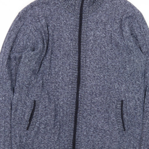 Kaidite Men's Blue 2XL Full Zip Knit Jumper High Neck