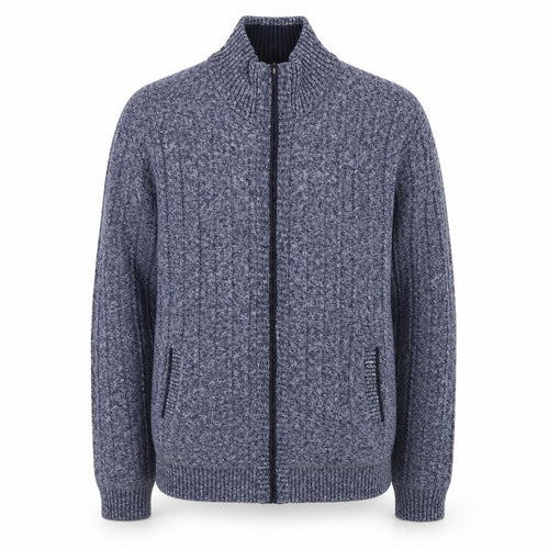 Kaidite Men's Blue 2XL Full Zip Knit Jumper High Neck