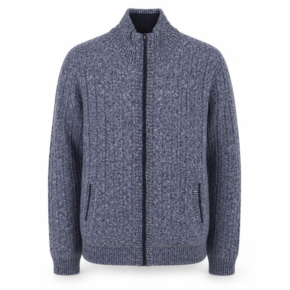 Kaidite Men's Blue 2XL Full Zip Knit Jumper High Neck