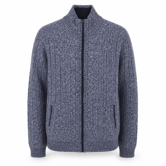 Kaidite Men's Blue 2XL Full Zip Knit Jumper High Neck