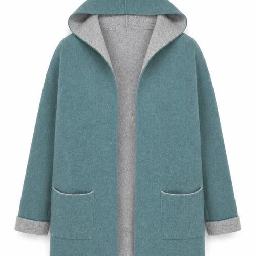 Chiaramente Women's Green Wool Blend Hooded Open Cardigan M