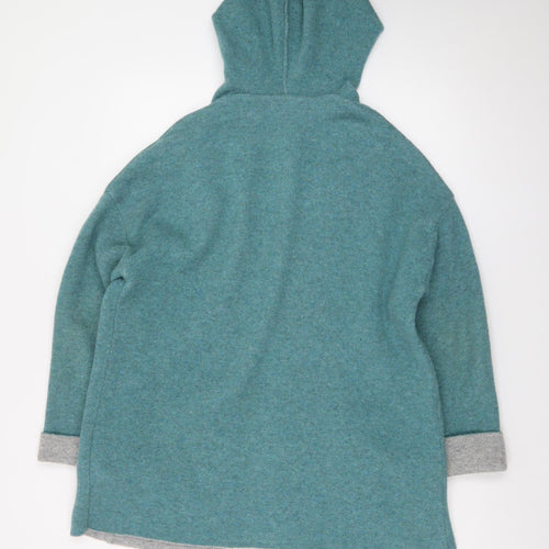 Chiaramente Women's Green Wool Blend Hooded Open Cardigan M