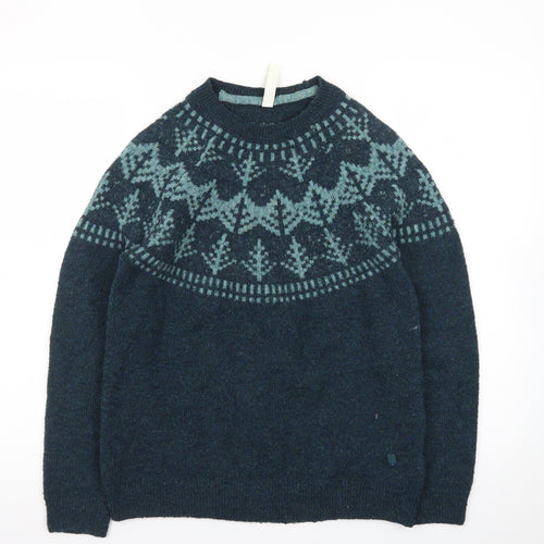 Weird Fish Womens Blue Fair Isle Wool Blend Jumper Size 10