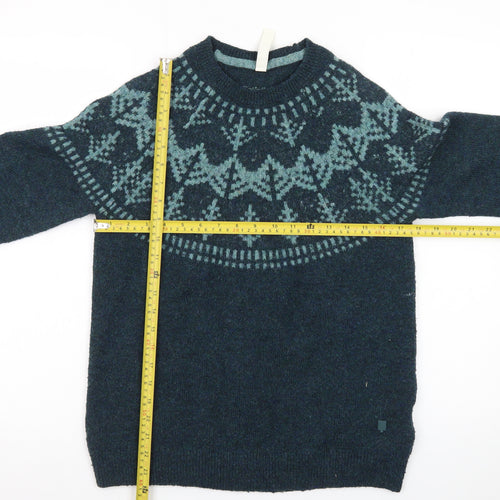 Weird Fish Womens Blue Fair Isle Wool Blend Jumper Size 10