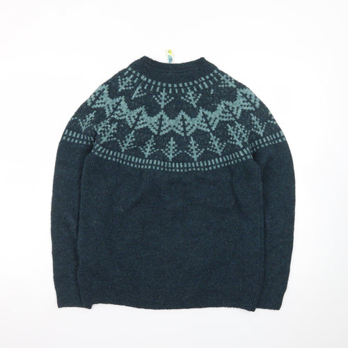 Weird Fish Womens Blue Fair Isle Wool Blend Jumper Size 10