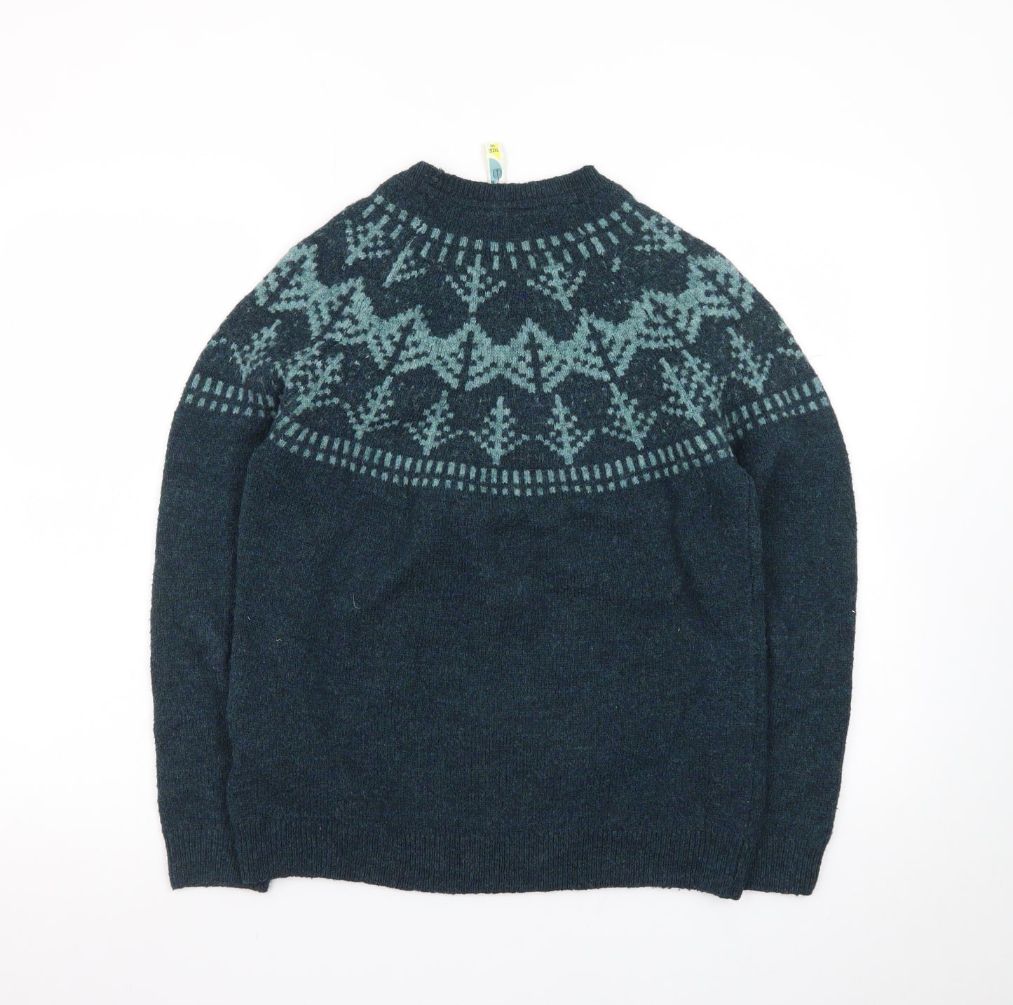 Weird Fish Womens Blue Fair Isle Wool Blend Jumper Size 10