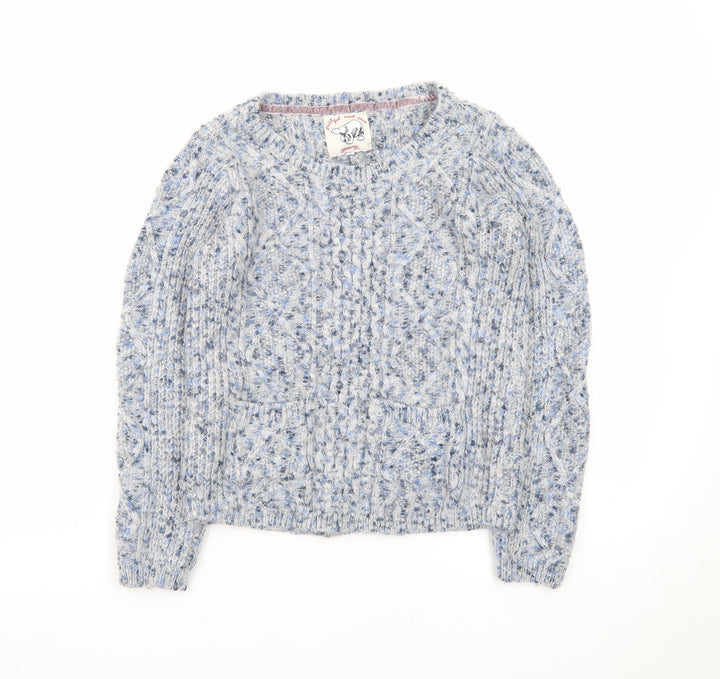 Mantaray Women Blue Cable-Knit Jumper Size 10 Cosy Winter Style