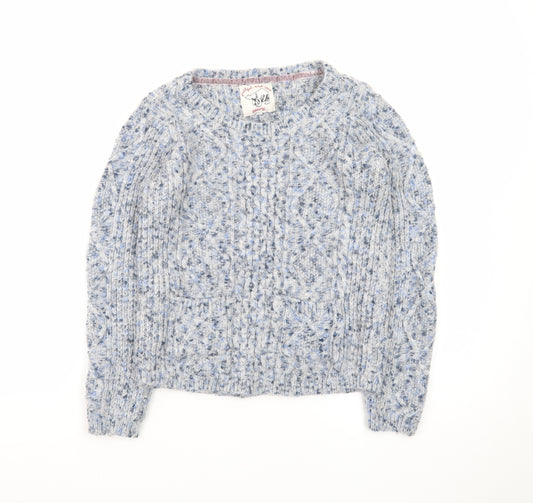 Mantaray Women Blue Cable-Knit Jumper Size 10 Cosy Winter Style