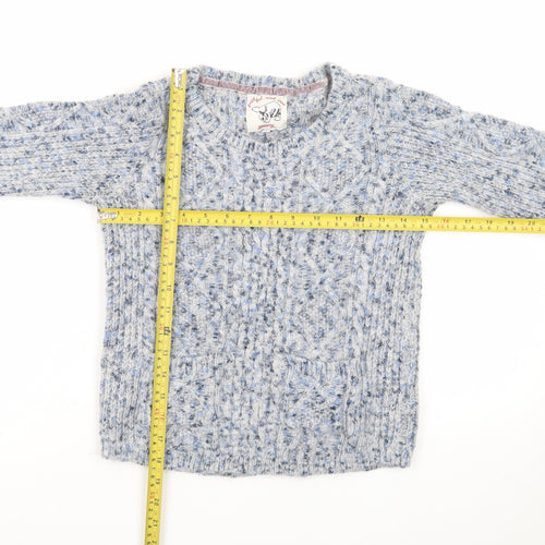 Mantaray Women Blue Cable-Knit Jumper Size 10 Cosy Winter Style