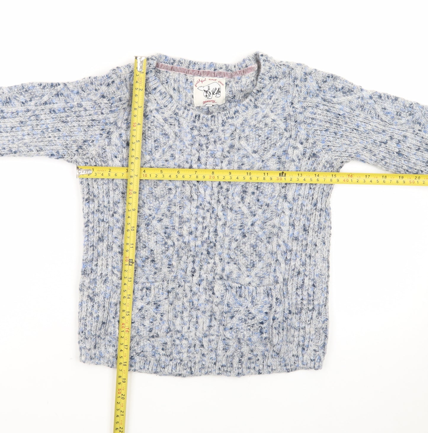 Mantaray Women Blue Cable-Knit Jumper Size 10 Cosy Winter Style