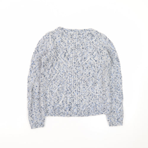 Mantaray Women Blue Cable-Knit Jumper Size 10 Cosy Winter Style