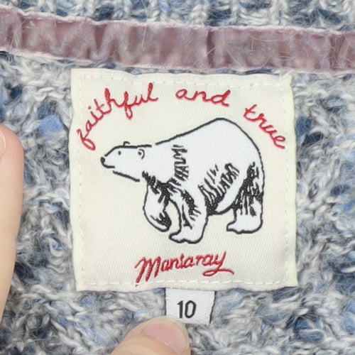 Mantaray Women Blue Cable-Knit Jumper Size 10 Cosy Winter Style