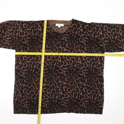 Marks and Spencer Womens Brown Leopard Print Long Sleeve Pullover Jumper Size 20