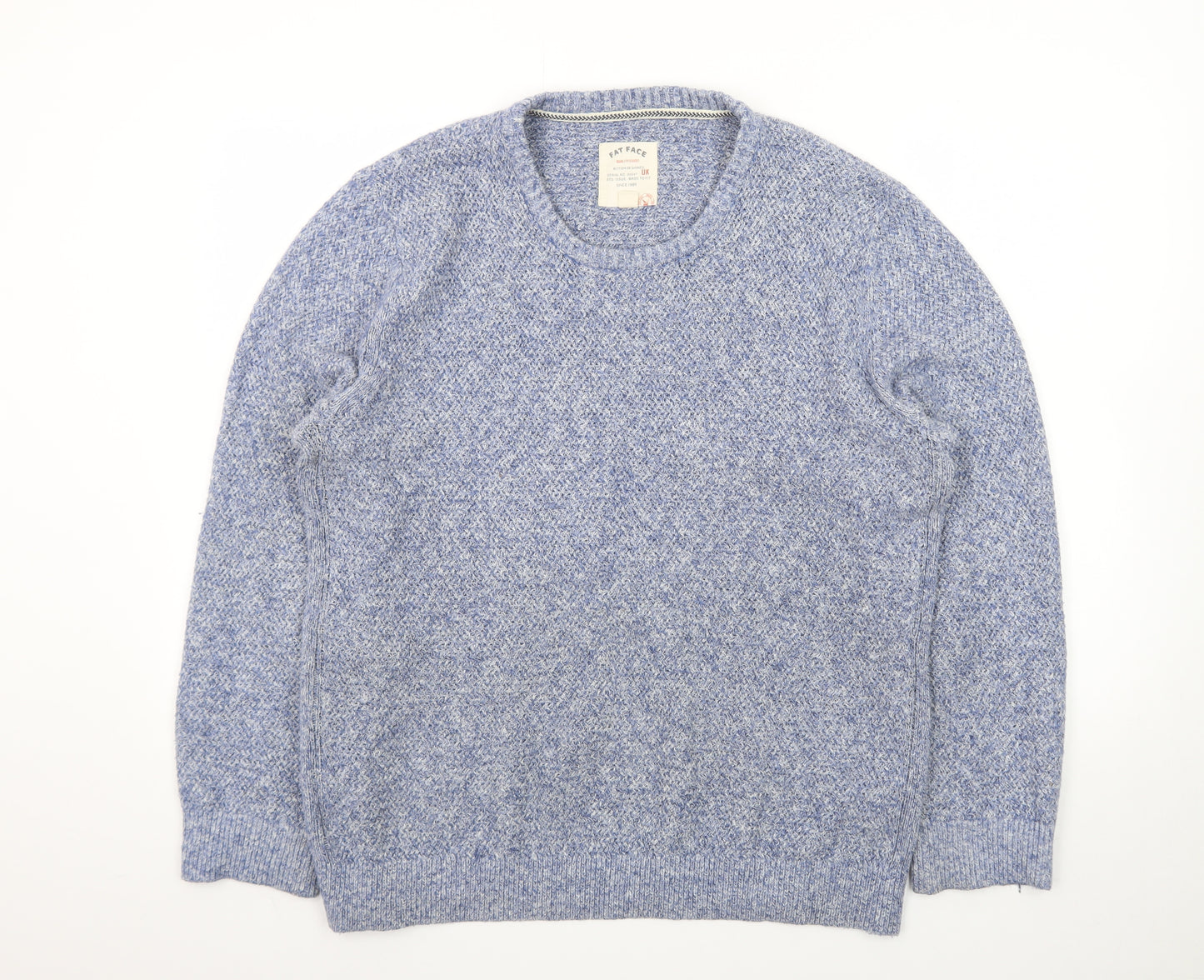 Fat Face Men's Blue Wool Blend Crew Neck Pullover Jumper Size L