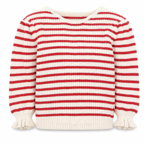 ASOS DESIGN Women’s Red Stripe Boat Neck Ribbed Jumper Size M